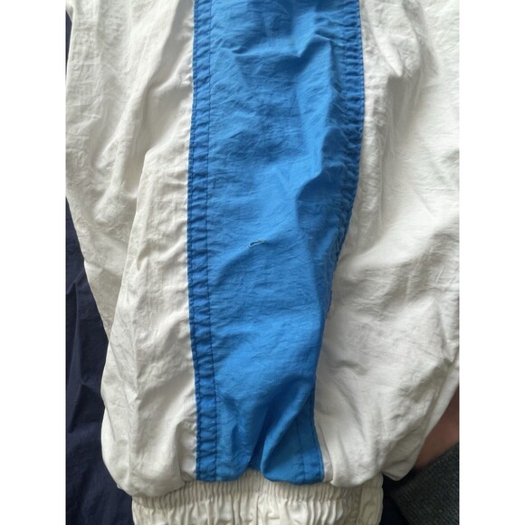 Vintage Adidas Windbreaker Jacket Mens XL White Blue Striped Y2K Zip Up Nylon - Picture 5 of 10